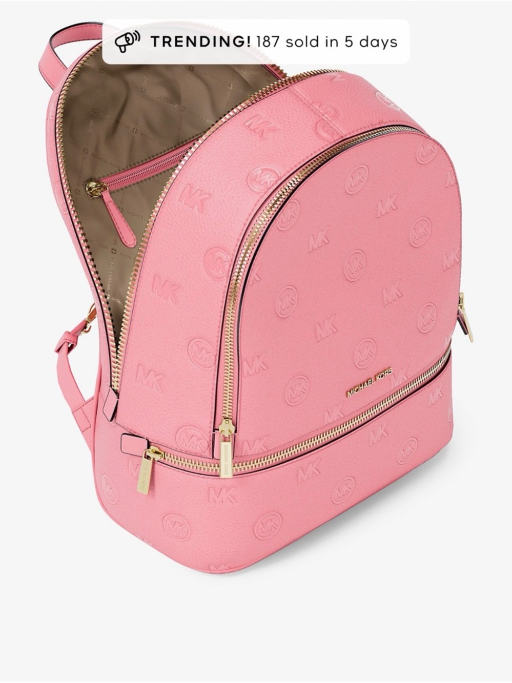 Michael Kors Pink Gradient Logo Tote, Backpack & Wristlet Set - Picture 14 of 16